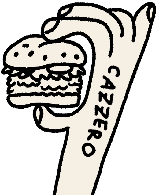 Mão a segurar um burger Cazzero